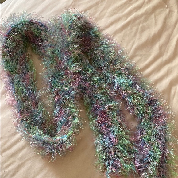 90s Multicolor Fuzzy Scarf - Picture 1 of 4